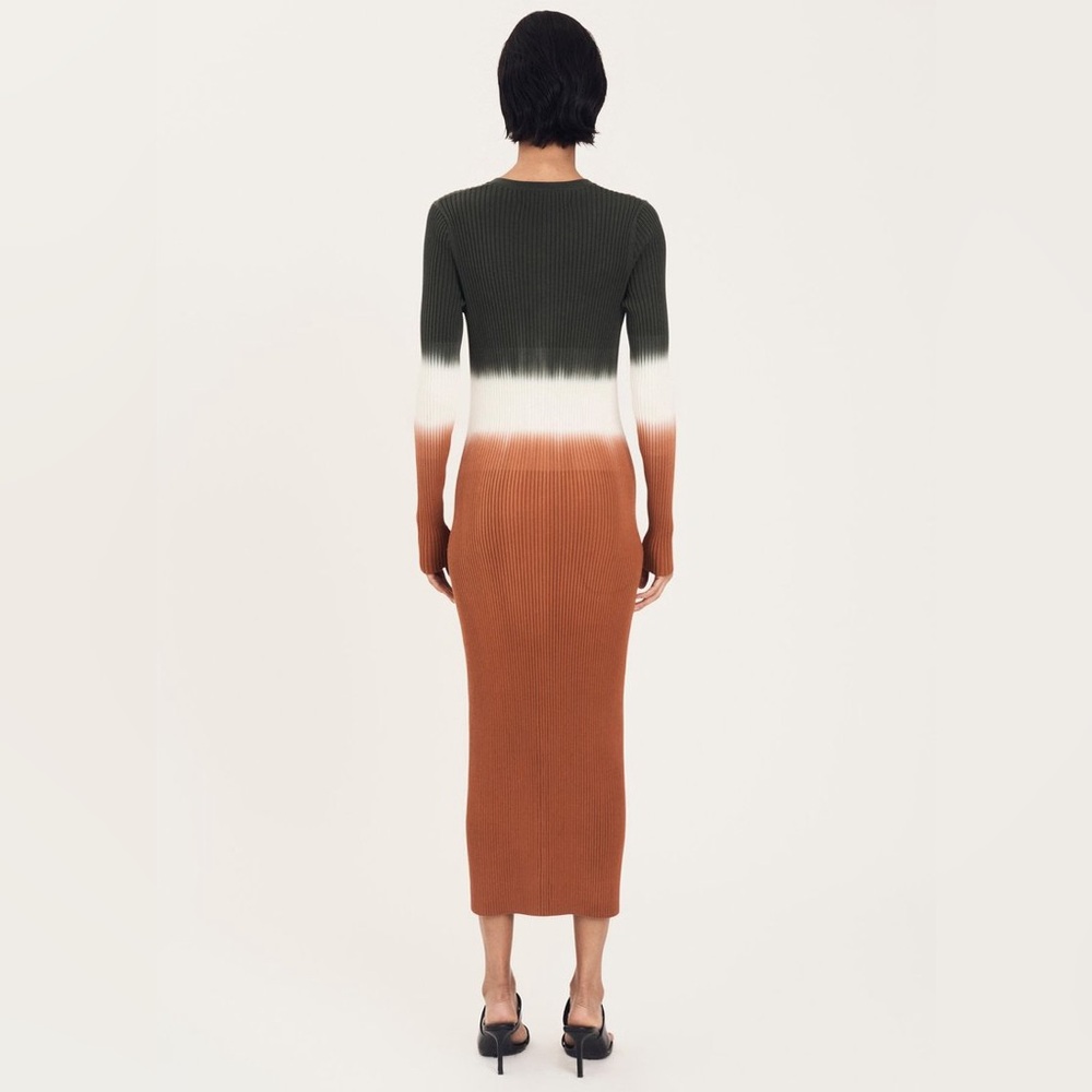 Derek Lan 10 Crosby Ribbed Knit Dress, Long Sleeve, V- Neck Button Front, Sz SP - Picture 2 of 16